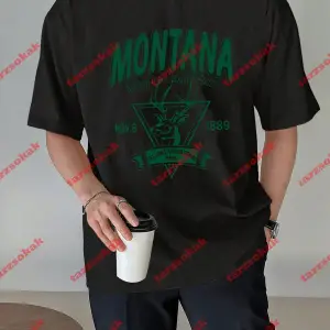 Unisex Montana  Baskılı Tshirt Beyaz