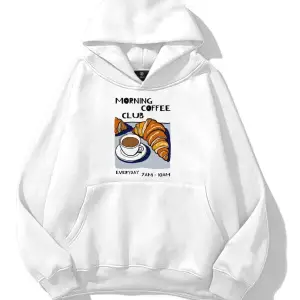 Unisex Morning Coffee Club Sweatshirt Beyaz