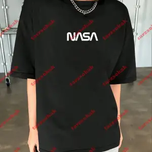 Unisex Nasa Baskılı Tshirt Beyaz
