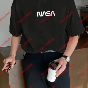 Unisex Nasa Baskılı Tshirt Beyaz