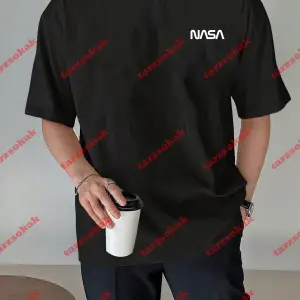 Unisex Nasaa Baskılı Tshirt Beyaz