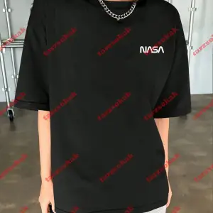 Unisex Nasaa Baskılı Tshirt Beyaz