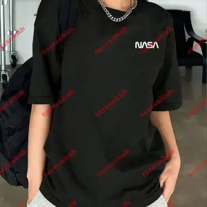 Unisex Nasaa Baskılı Tshirt Beyaz