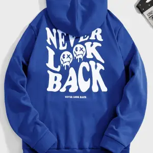 Unisex Never Baskılı Oversize Kapüşonlu Pamuklu Sweatshirt Siyah
