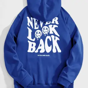 Unisex Never Baskılı Oversize Kapüşonlu Pamuklu Sweatshirt Siyah