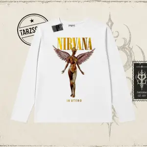 Unisex Nirvana Angel Biskilet Yaka  Long Sleeve Beyaz