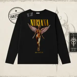 Unisex Nirvana Angel Biskilet Yaka  Long Sleeve Beyaz