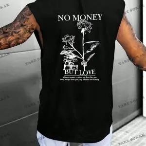 Unisex  NO MONEY BASKILI OVERSİZE KOLSUZ