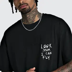 Unisex Örme Look Mom I Can Fly Basklı