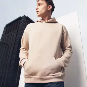 Unisex Oversize Basic Sweatshirt Hoodie Beyaz