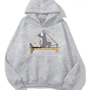 Unisex Oversize Kalıp Reformer Pilates Spor Kedi sweatshirt gri