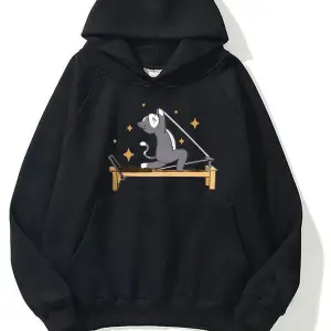 Unisex Oversize Kalıp Reformer Pilates Spor Kedi sweatshirt gri