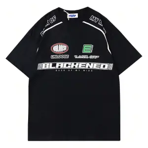 Unisex Oversize Kalıp Sloganlı Grafik Harajuku Style