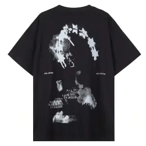 Unisex Oversize Kalıp Yıldız & Slogan Grafikli Harajuku Style