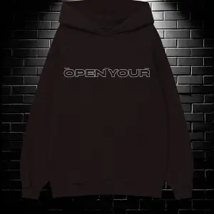 Unisex Oversize Kapüşonlu Kanguru Cepli Open Your Baskılı Sweatshirt Hoodie Beyaz