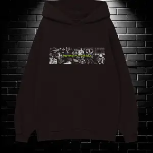 Unisex Oversize Kapüşonlu Kanguru Cepli Scaryskul Baskılı Sweatshirt Hoodie Beyaz