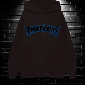 Unisex Oversize Kapüşonlu Kanguru Cepli Timberwolves Baskılı Sweatshirt Hoodie Beyaz