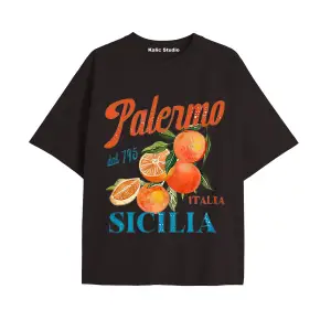 Unisex Oversize Palermo Sicilia Tshirt Beyaz