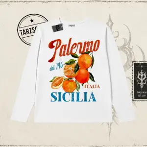 Unisex Palermo Sicilia Biskilet Yaka  Long Sleeve Beyaz