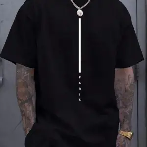 Unisex Paris Çizgi Baskılı Oversize %100 Pamuk