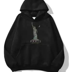 Unisex Paris Statue Sweatshirt Siyah