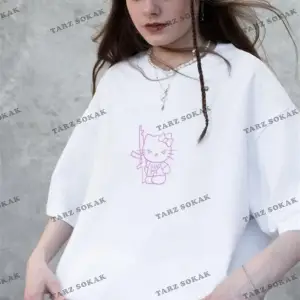 Unisex Pembe Hug Me Hello Kitty Tshirt