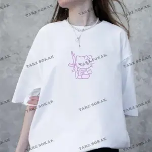 Unisex Pembe Hug Me Hello Kitty Tshirt