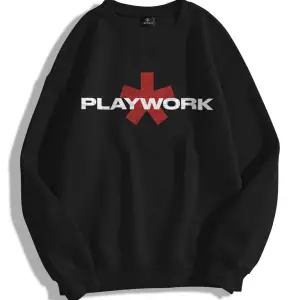 Unisex Playwork Bisiklet Yaka Sweatshirt Siyah