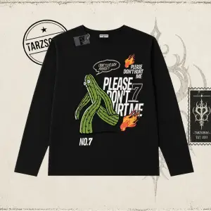 Unisex Please Dont Hurt Me Biskilet Yaka  Long Sleeve Beyaz