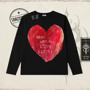 Unisex Please Write Me a Love Letter Biskilet Yaka  Long Sleeve Beyaz