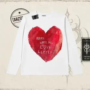 Unisex Please Write Me a Love Letter Biskilet Yaka  Long Sleeve Beyaz