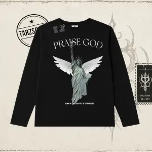 Unisex Praise God Biskilet Yaka  Long Sleeve Beyaz