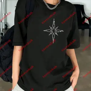 Unisex Pusula Baskılı Tshirt Beyaz