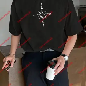 Unisex Pusula Baskılı Tshirt Beyaz