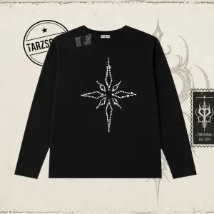 Unisex Pusula Biskilet Yaka  Long Sleeve Beyaz