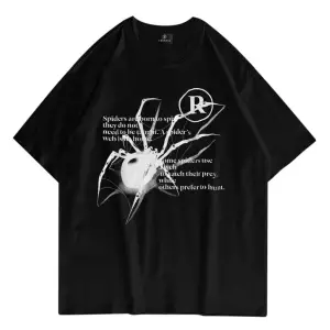 Unisex R Spider Tshirt Siyah
