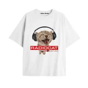 ünisex radiocat oversize t-shirt beyaz