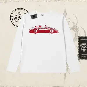 Unisex Red Cabrio Biskilet Yaka  Long Sleeve Beyaz