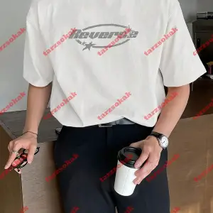 Unisex Reverse Baskılı Tshirt Beyaz