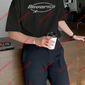 Unisex Reverse Baskılı Tshirt Siyah