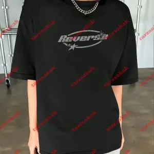 Unisex Reverse Baskılı Tshirt Siyah