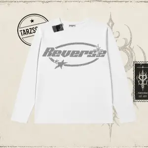 Unisex Reverse Biskilet Yaka  Long Sleeve Beyaz