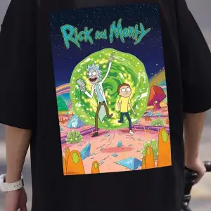 Unisex Rick And Morty Baskılı T-shirt