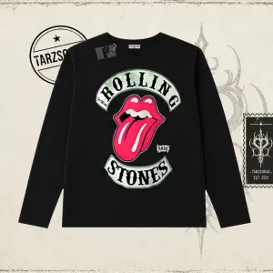 Unisex Rolling Stones 1978 Biskilet Yaka  Long Sleeve Beyaz
