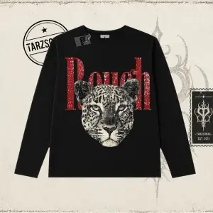 Unisex Rough Leopar Biskilet Yaka  Long Sleeve Beyaz
