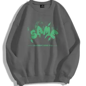 Unisex Same Bisiklet Yaka Sweatshirt Gri