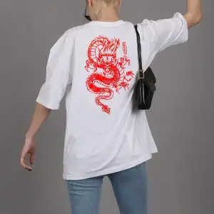 Unisex Şanslı Dragon Rahat Kesim Oversize T-shirt