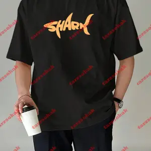 Unisex Shark Tasarım Tshirt Kısa kollu bisiklet yaka t-shirt