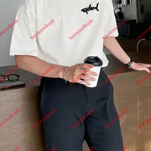 Unisex Shark Tasarım Tshirt Kısa kollu bisiklet yaka t-shirt