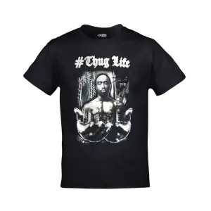 Unisex Siyah 2pac Thug Life Baskılı